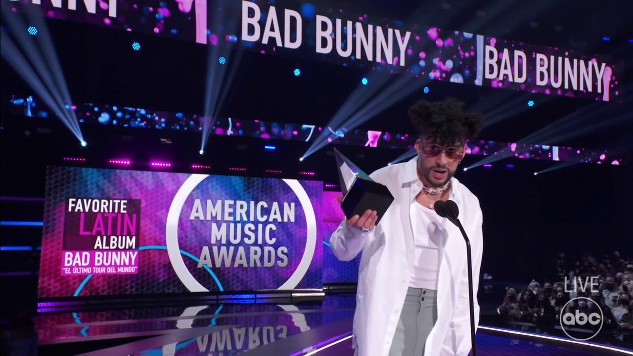 image 0 Bad Bunny Accepts The 2021 American Music Award For Favorite Latin Album - The American Music Awards