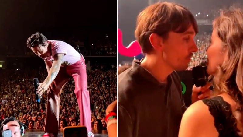 image 0 Harry Styles Helps Fan Propose During Concert — Watch!