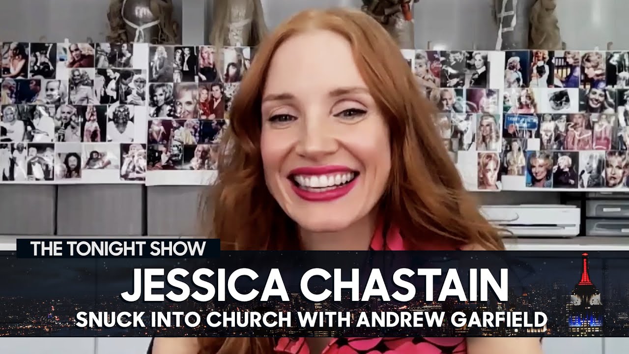 image 0 Jessica Chastain & Andrew Garfield Went To Church To Prep For The Eyes Of Tammy Faye : Tonight Show