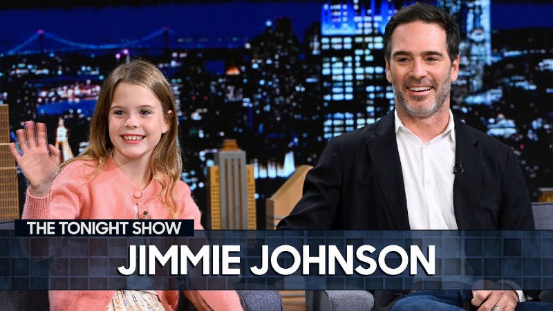 Jimmie Johnson’s Daughter Crashes His Interview To Help Unveil Custom Indy 500 Helmet : Tonight Show