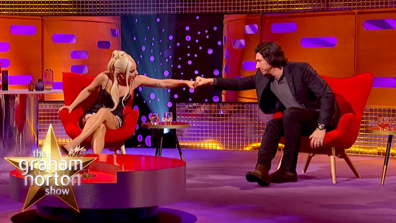 image 0 Lady Gaga & Adam Driver Fist Bump Over Their Sex Scene In House Of Gucci : The Graham Norton Show